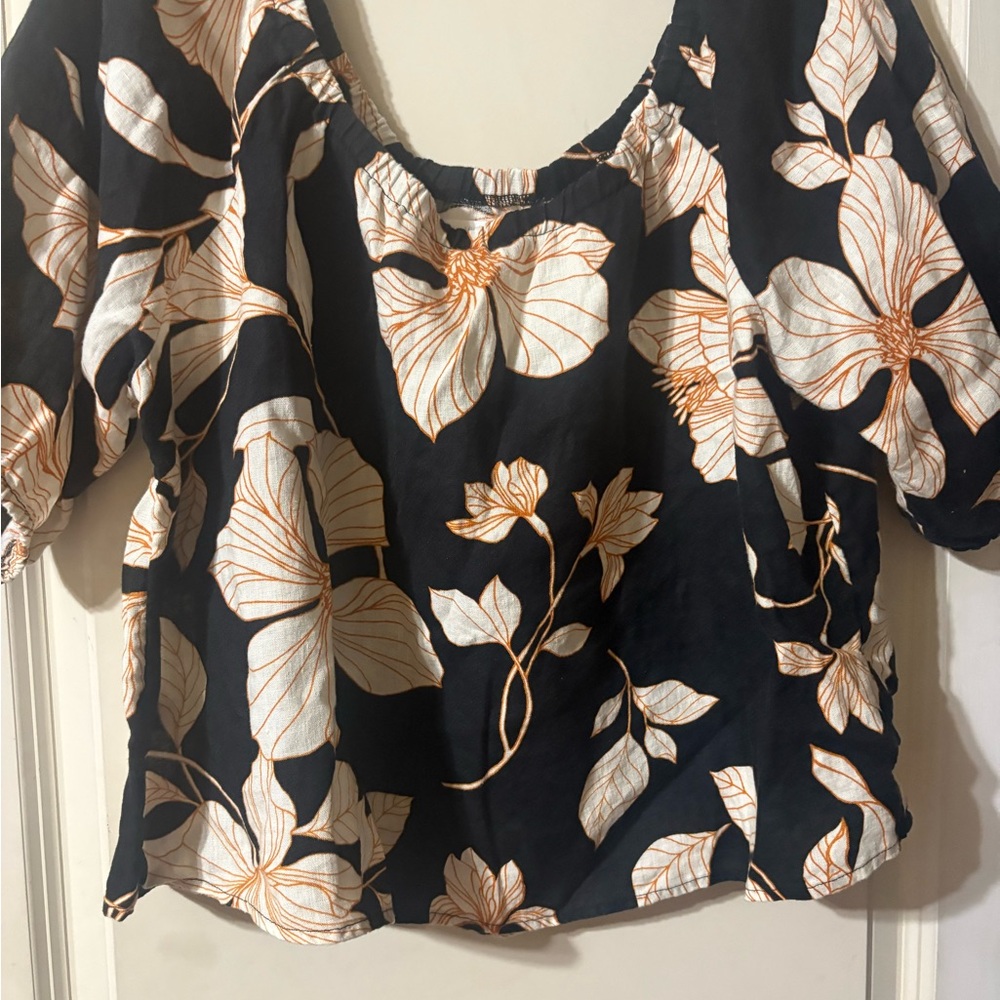 Cynthia Rowley Black and White Floral Blouse